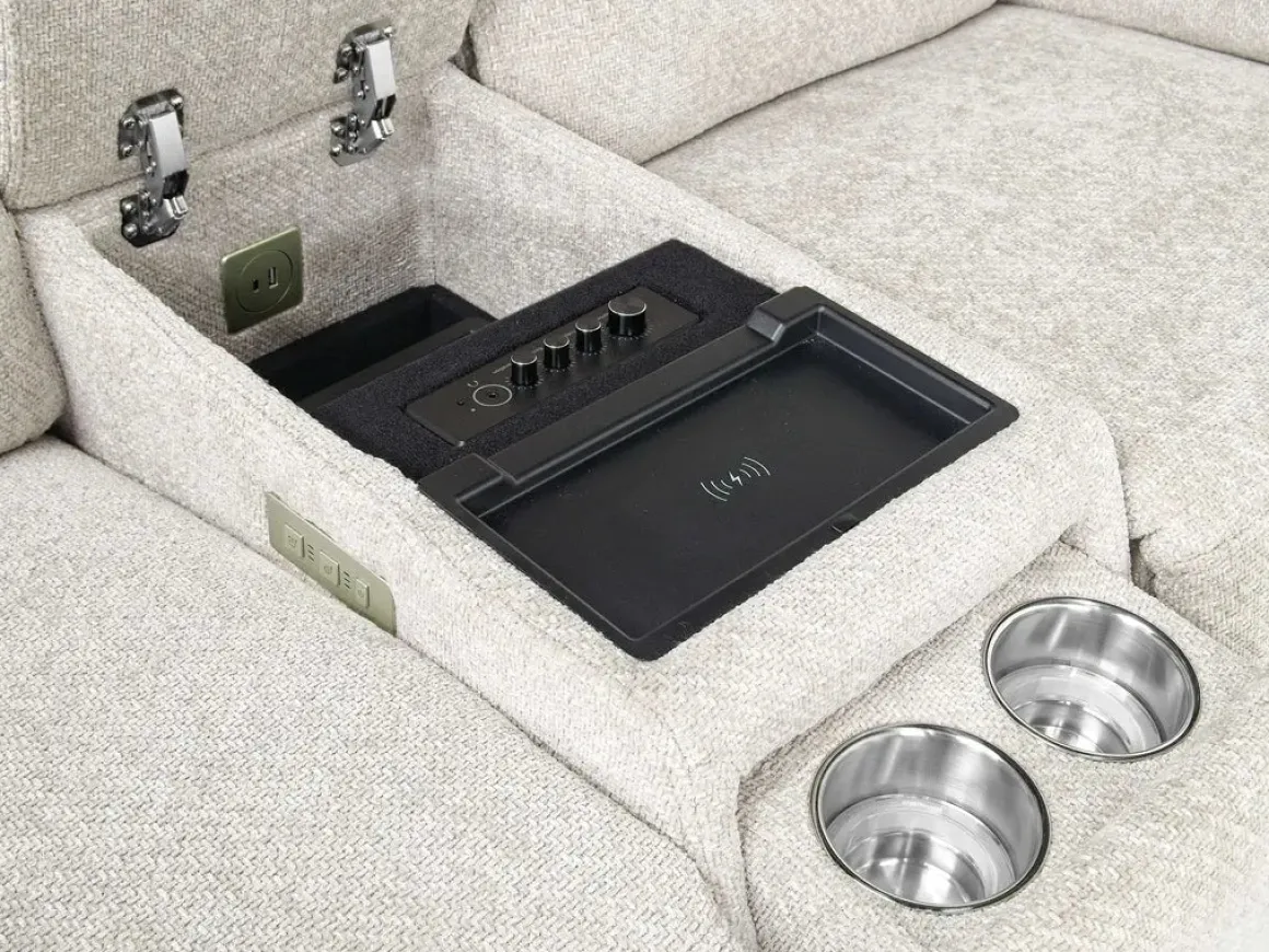 Cannes 3 Power Theater Console Loveseat W/ Immersive Sound In Jumbo Bark