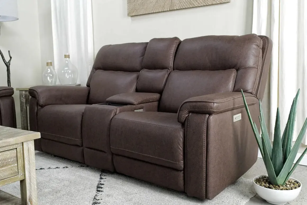 Cannes 3 Power Theater Console Loveseat W/ Immersive Sound In Jumbo Bark