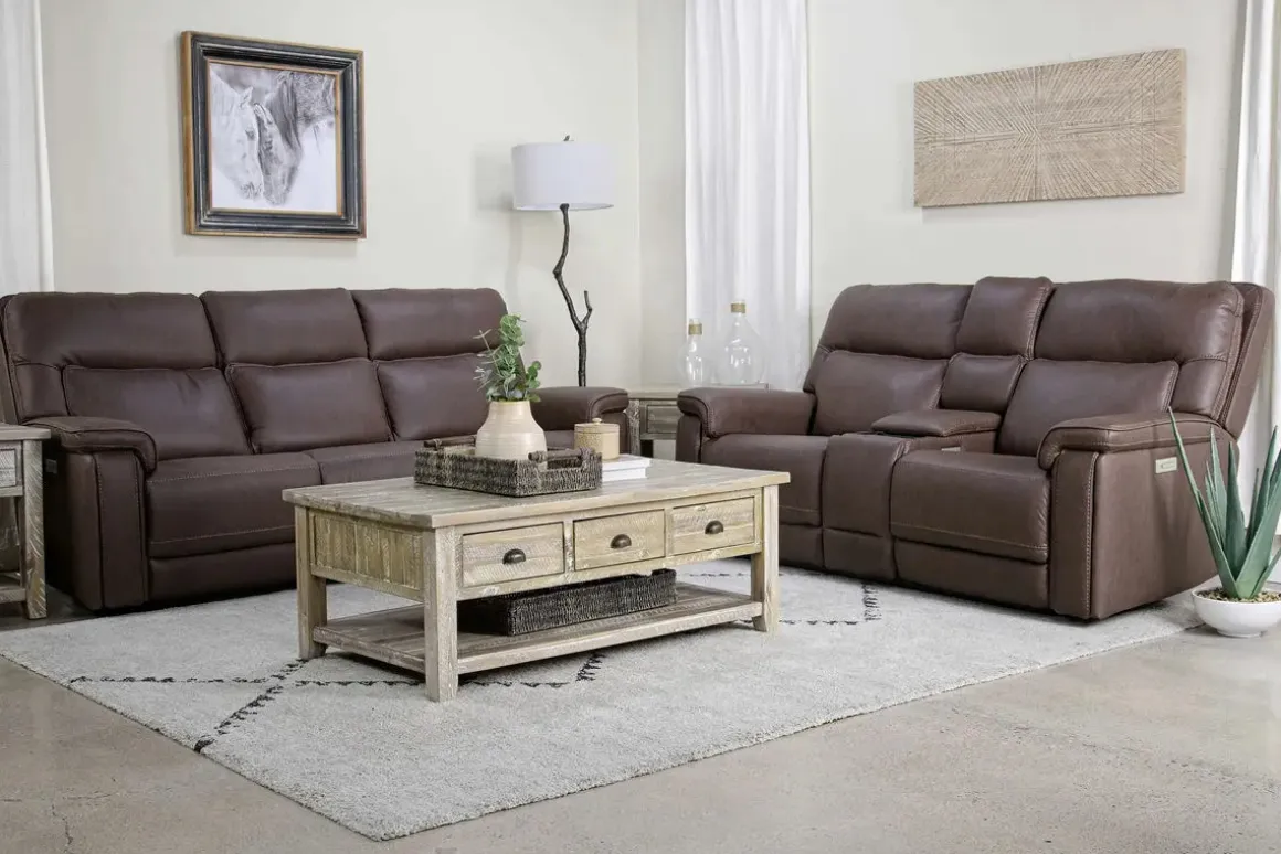 Cannes 3 Power Theater Console Loveseat W/ Immersive Sound In Jumbo Bark