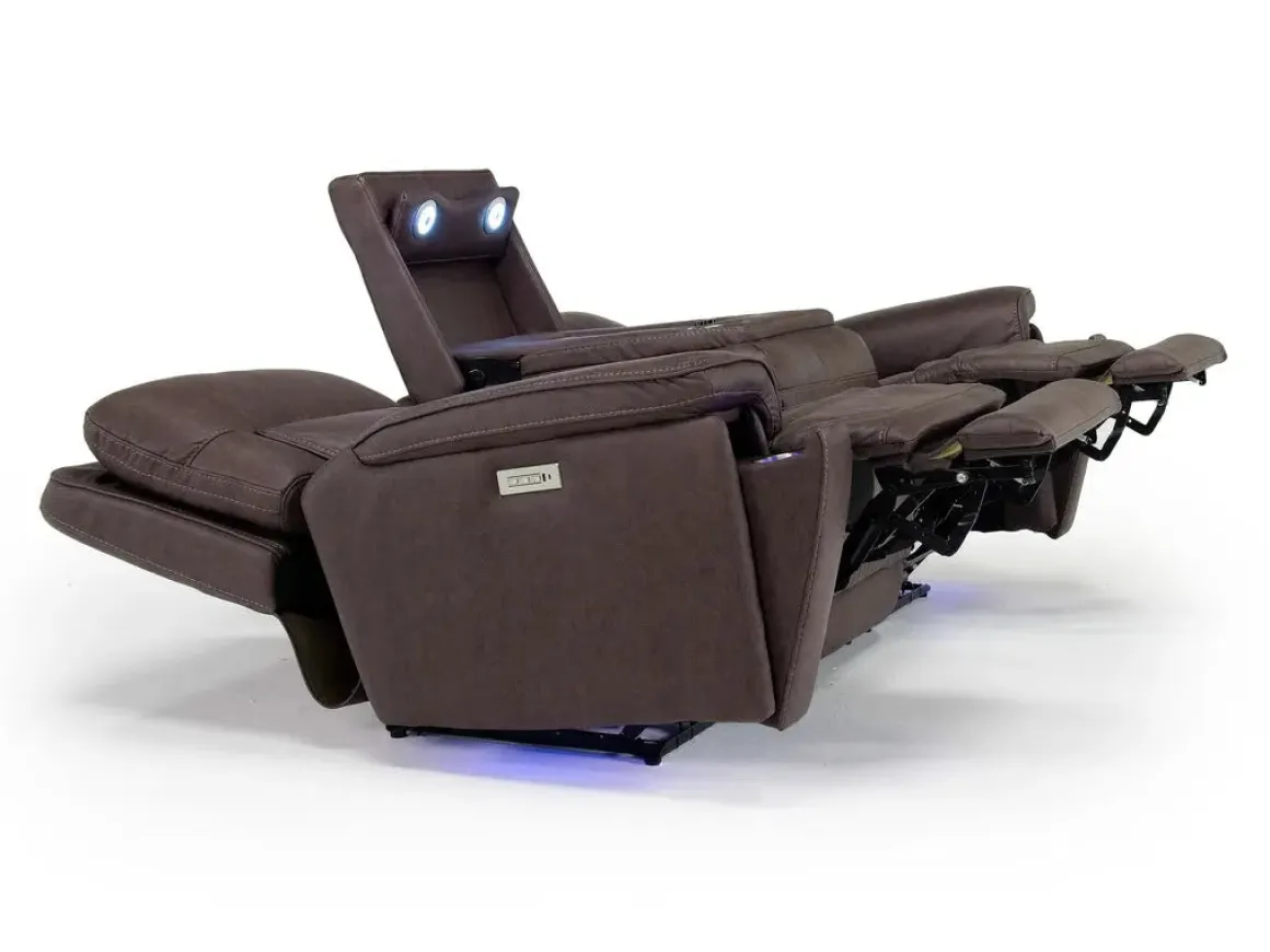 Cannes 3 Power Theater Sofa W/ Immersive Sound In Maze Tan