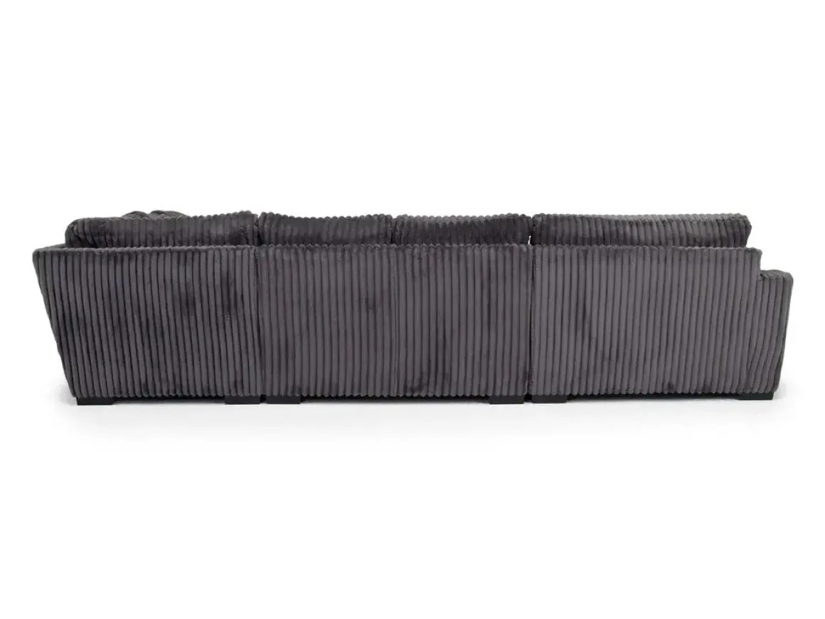Casper 4 Piece Loveseat Chaise Sectional In Pony Slate, Left Facing