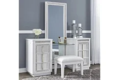 Chalanna Vanity, Mirror & Stool In White