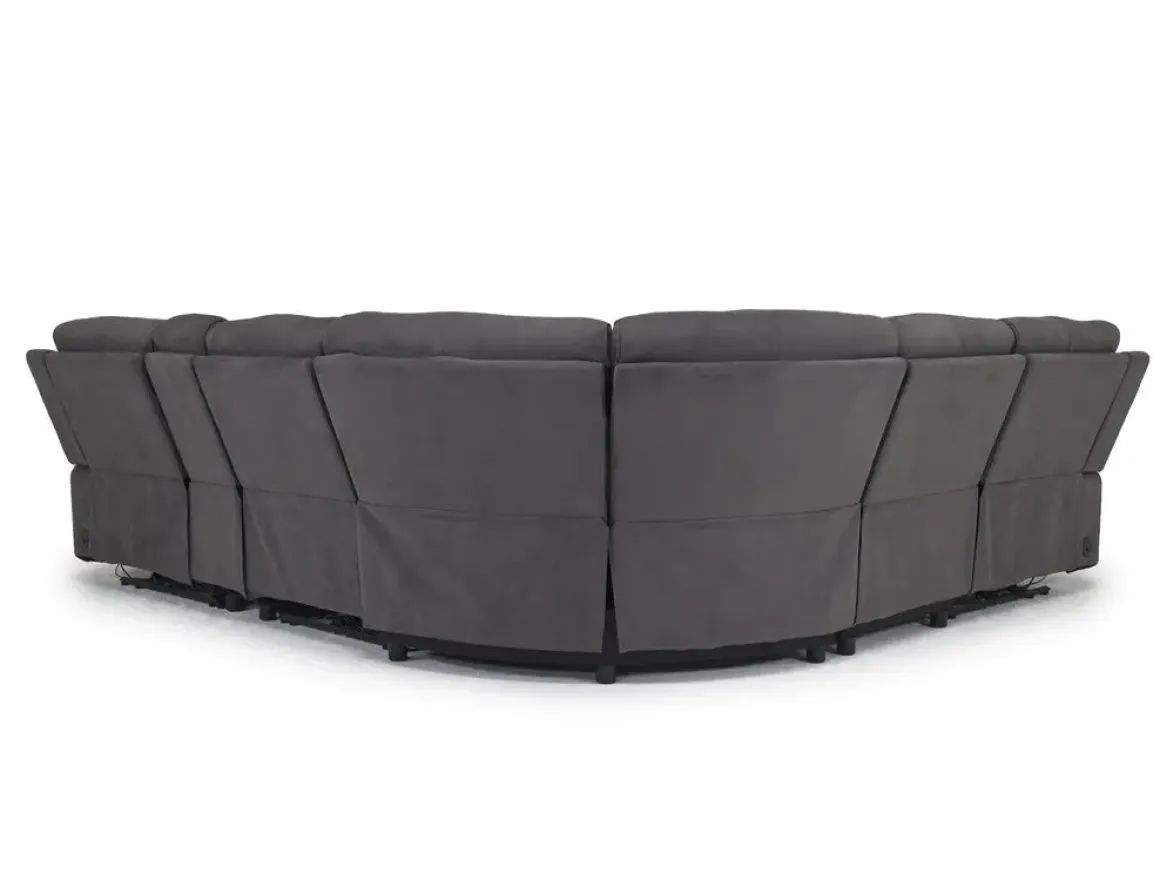 Chanell 6 Piece 2 Power Sectional W/ 2 Power Armless Recliner In New Nappa Gray