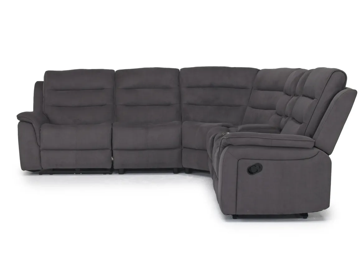 Chanell 6 Piece Reclining Sectional W/ Armless Recliner In New Nappa Gray