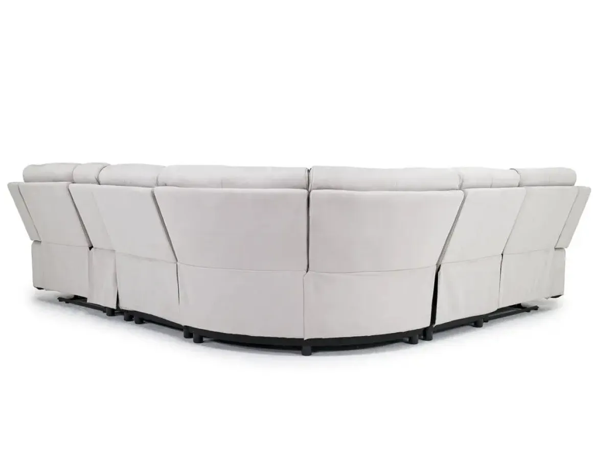 Chanell 6 Piece Reclining Sectional W/ Armless Recliner In New Nappa Gray