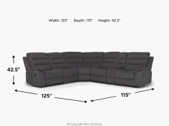 Chanell 6 Piece Reclining Sectional In New Nappa Gray