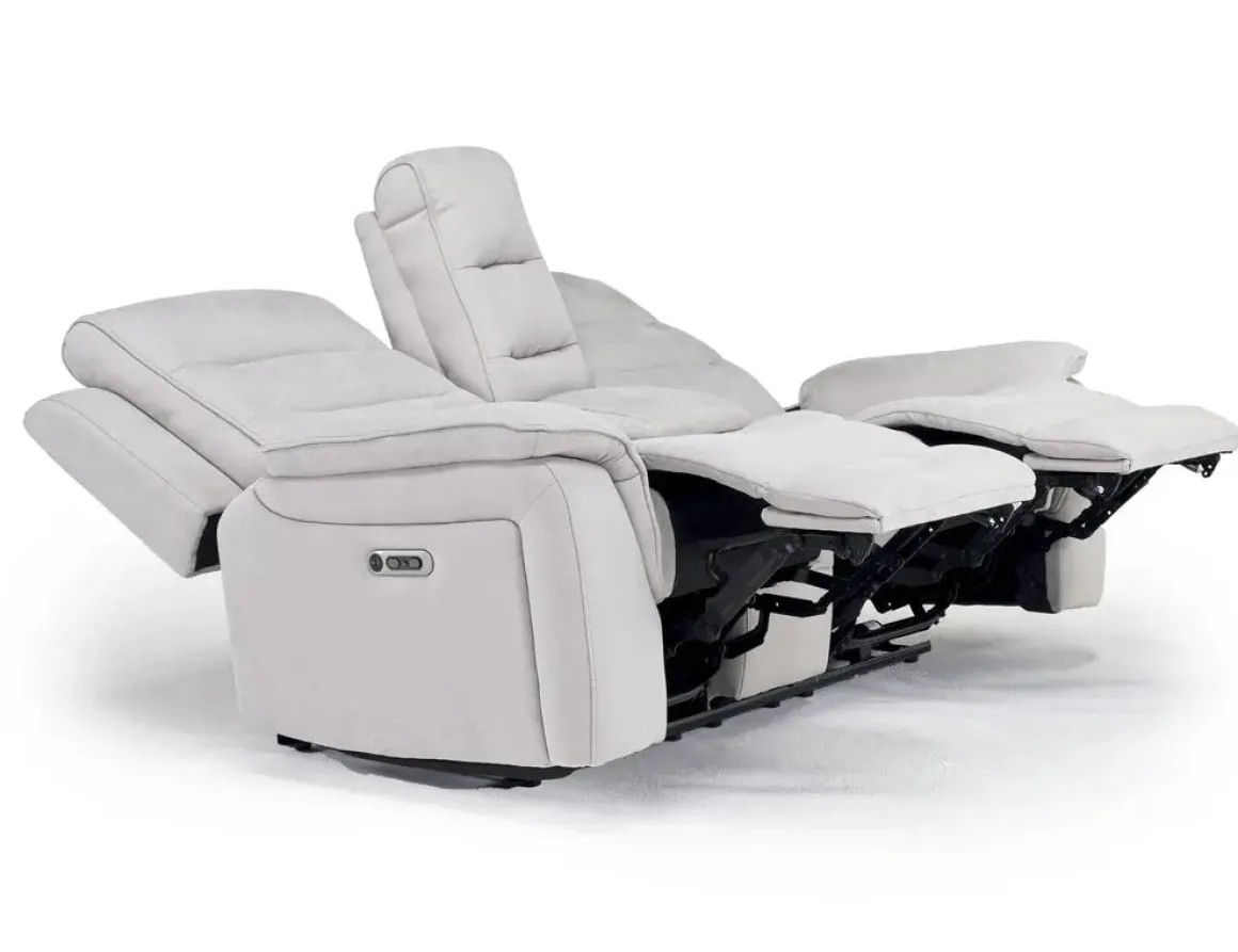 Chanell 2 Power Console Loveseat In New Nappa Gray