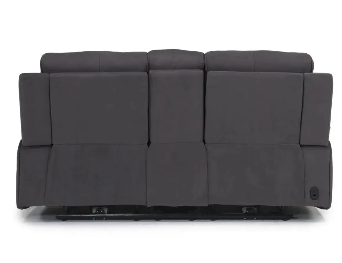 Chanell 2 Power Console Loveseat In New Nappa Gray