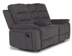 Chanell Reclining Console Loveseat In New Nappa Light Gray