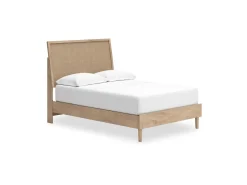 Cielden Panel Bed, Dresser, Mirror & Nightstand In Tan, Twin