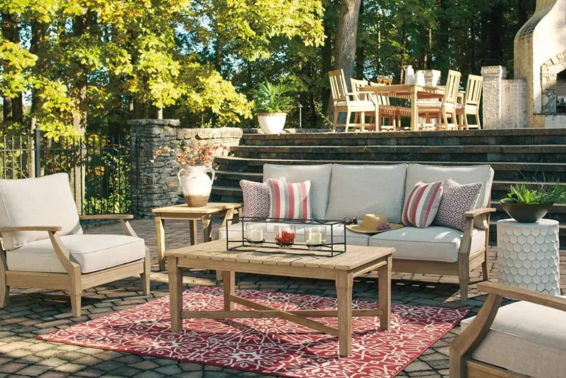 Clare View Outdoor End Table In Grayish Brown