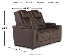 Cody 2 Power Loveseat In Walnut