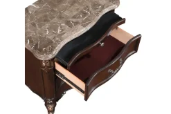 Constantine Upholstered Bed, Dresser, Mirror & Nightstand In Cherry, Queen