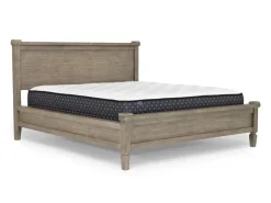 Country Side Canopy Bed, Dresser, Mirror & 2 Drawer Nightstand In Brown, Queen