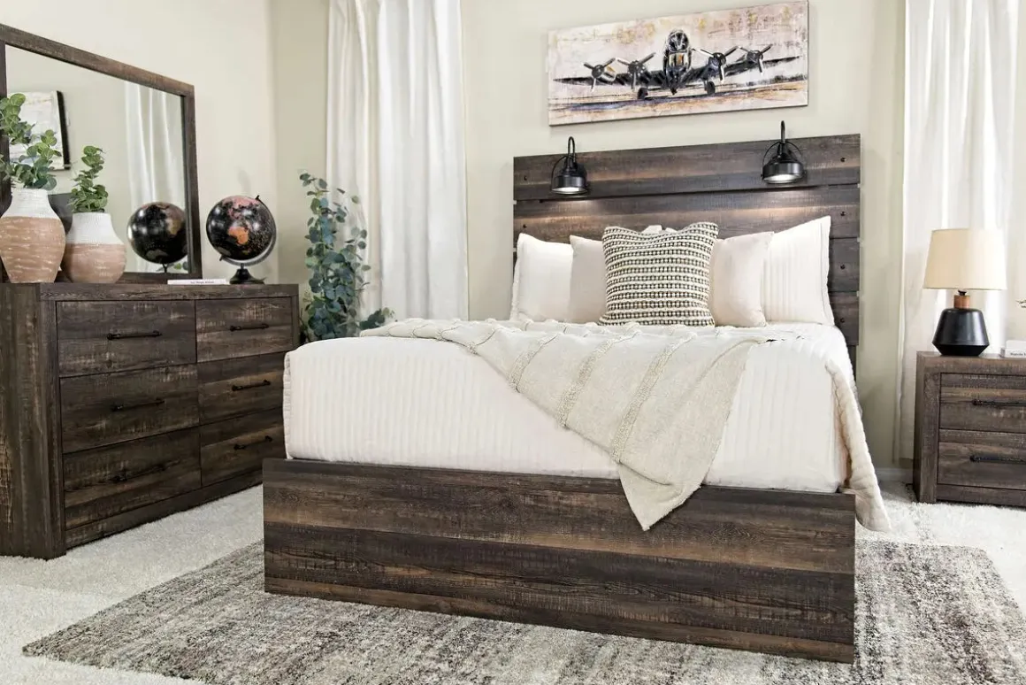 Dallas Panel Bed W/ Lights In White Wash, Twin