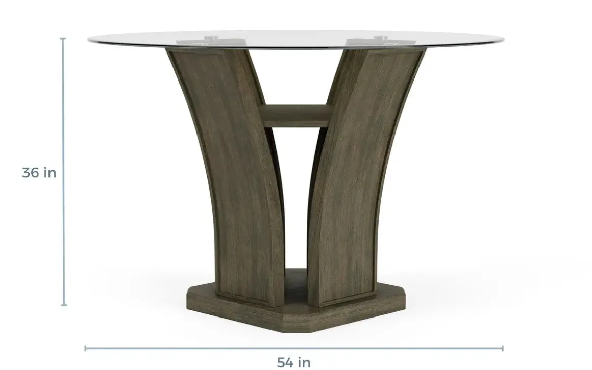 Dapper Round Counter Height Dining Table & 4 Stools In Gray