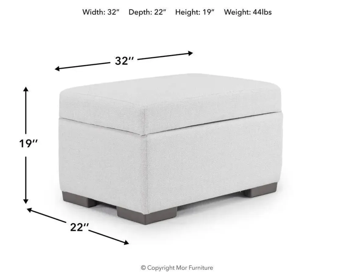 Dennon Storage Ottoman In Sea Salt