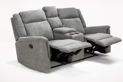 Derby Reclining Console Loveseat In Light Gray