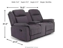 Diamond Reclining Console Loveseat In Gray