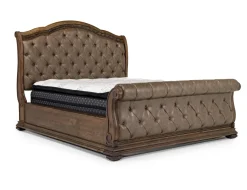 Durango Sleigh Bed, Dresser, Mirror & 3 Drawer Nightstand In Fawn, Queen