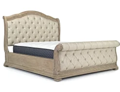Durango Sleigh Bed, Dresser, Mirror & 3 Drawer Nightstand In Fawn, Queen