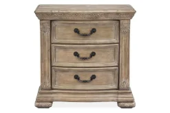 Durango Sleigh Bed, Dresser, Mirror & 3 Drawer Nightstand In Fawn, Queen