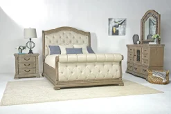 Durango Upholstered Sleigh Bed In Fawn, Queen