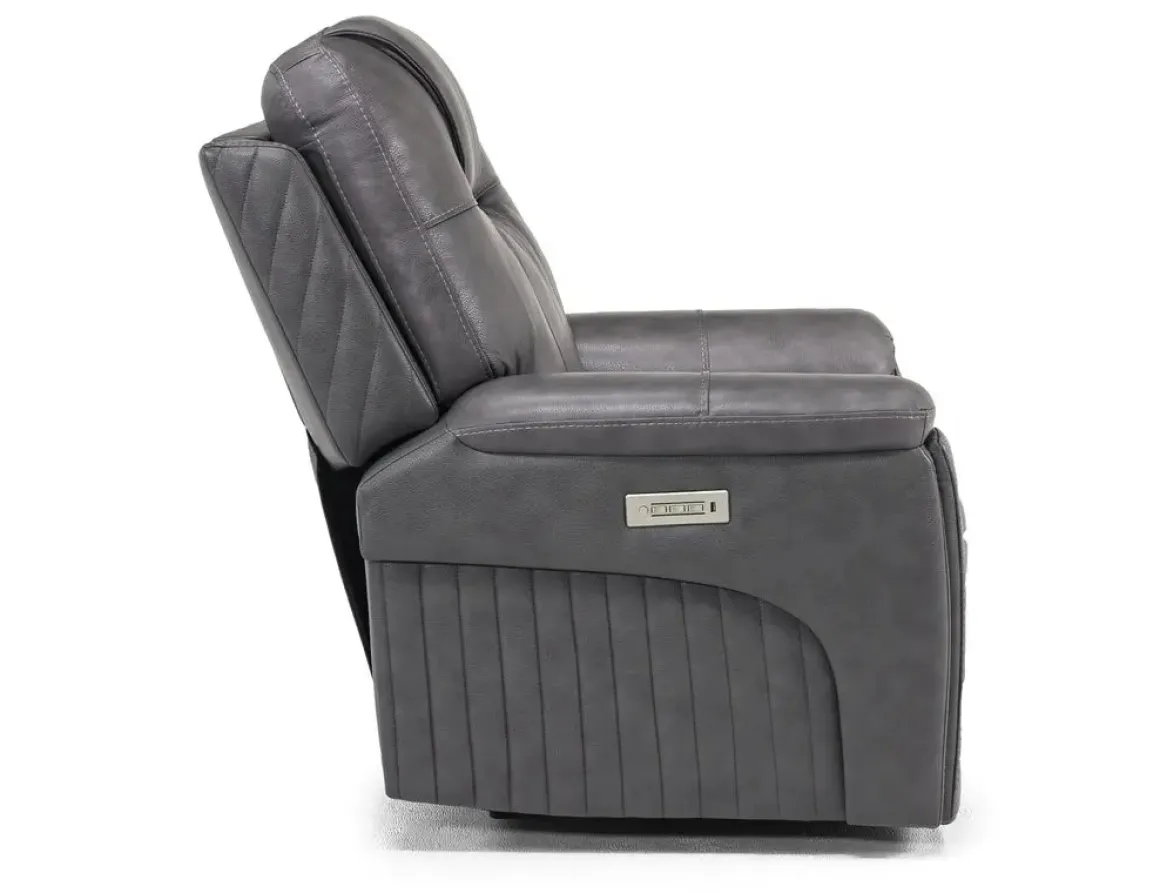 Echo 3 Power Recliner In Rainier Storm Leather
