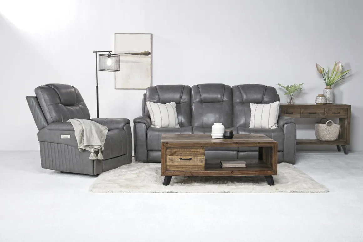 Echo 3 Power Theater Recliner W/ Immersive Sound In Rainer Storm Leather