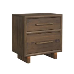 Elm Upholstered Bed W/ Lights, Dresser, Mirror & Nightstand In Brown, Queen