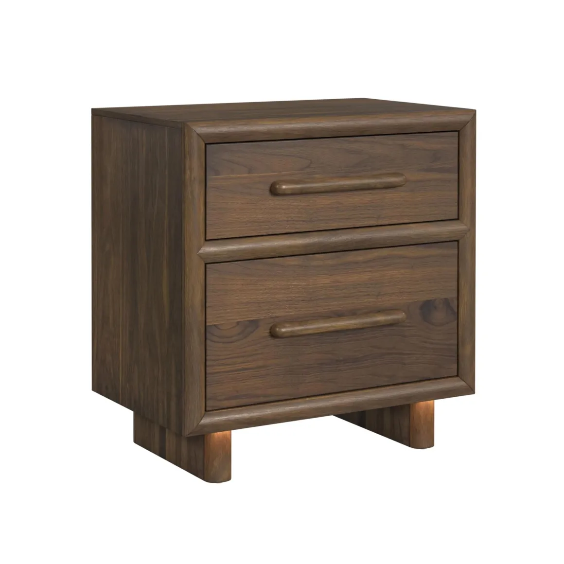 Elm Upholstered Bed W/ Lights, Dresser, Mirror & Nightstand In Brown, Queen