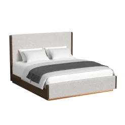 Elm Upholstered Bed W/ Lights In Brown, Queen