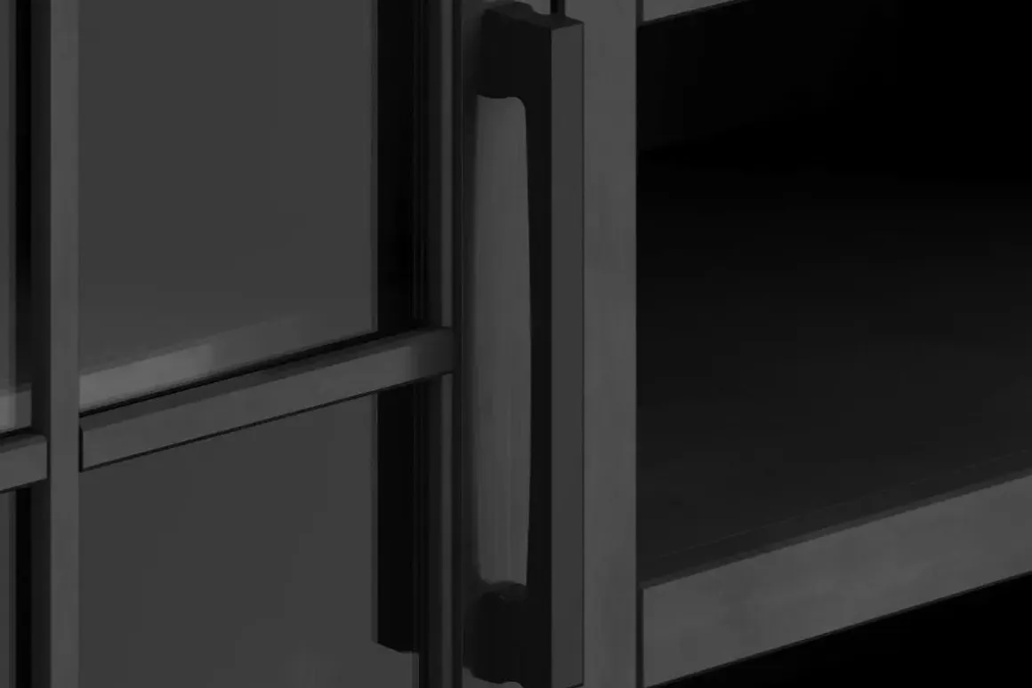 Eloise Media Console In Black & Whiskey, 66 Inch