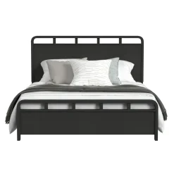 Emberly Panel Bed, Dresser, Mirror & Nightstand In Black, Twin