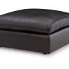Emillia Oversized Ottoman In Caramel Leather