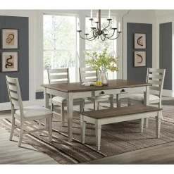 Farmington Dining Table In Medium Brown/Washed Stone