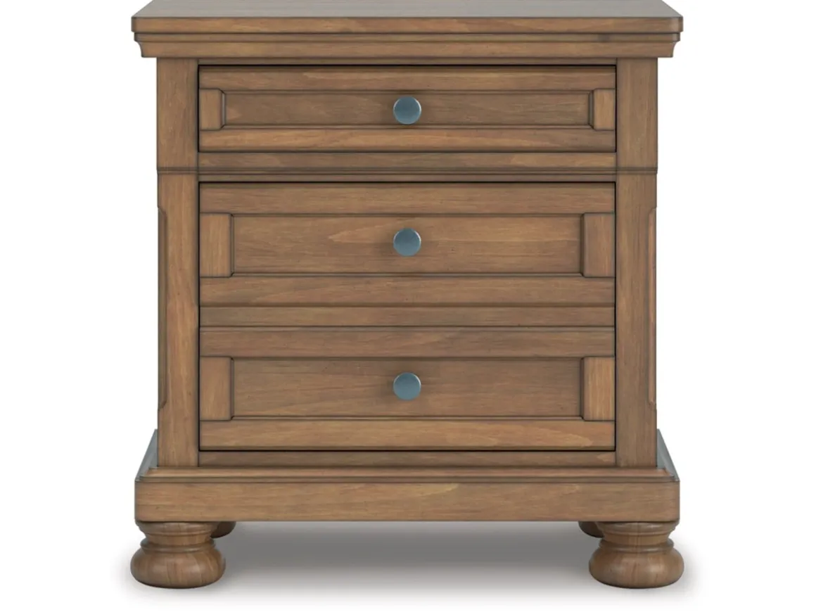 Feddinger Panel Bed, Dresser, Mirror & Nightstand In Medium Brown, Queen