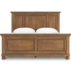 Feddinger Panel Bed, Dresser, Mirror & Nightstand In Medium Brown, Queen
