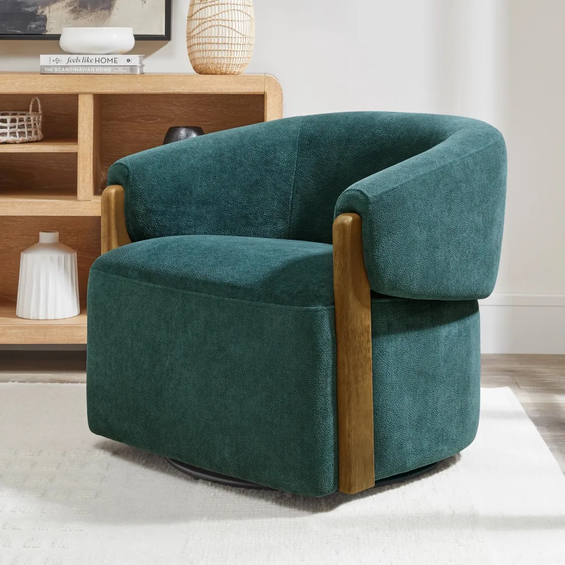 Finley Swivel Chair In Rust