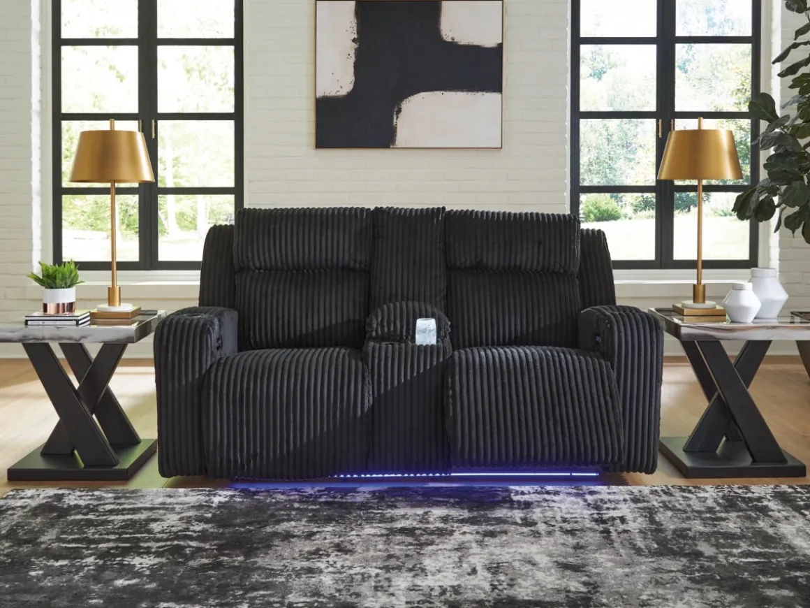 Forest Lake 2 Power Console Loveseat In Alloy