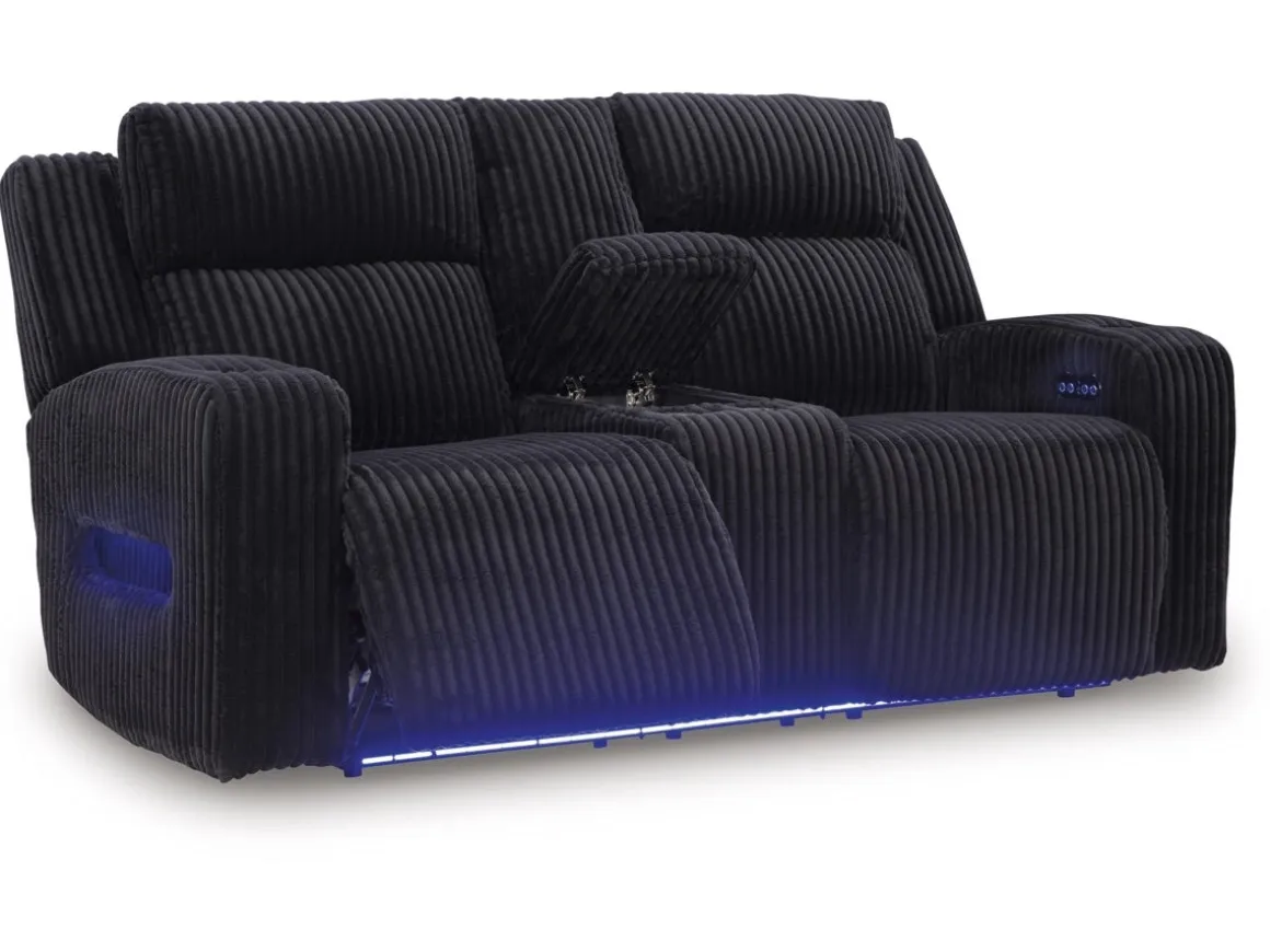 Forest Lake 2 Power Console Loveseat In Alloy