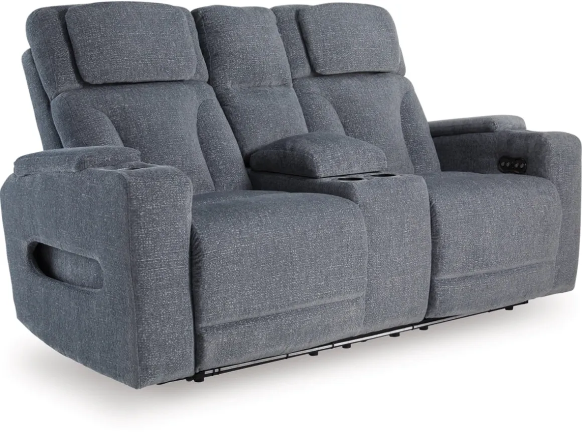 Forest Lake 2 Power Console Loveseat In Alloy