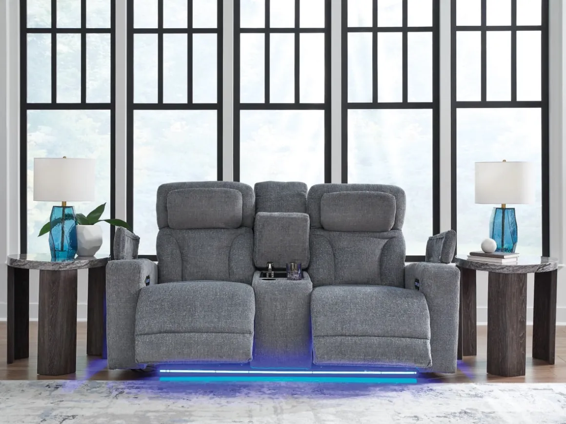 Forest Lake 2 Power Console Loveseat In Alloy