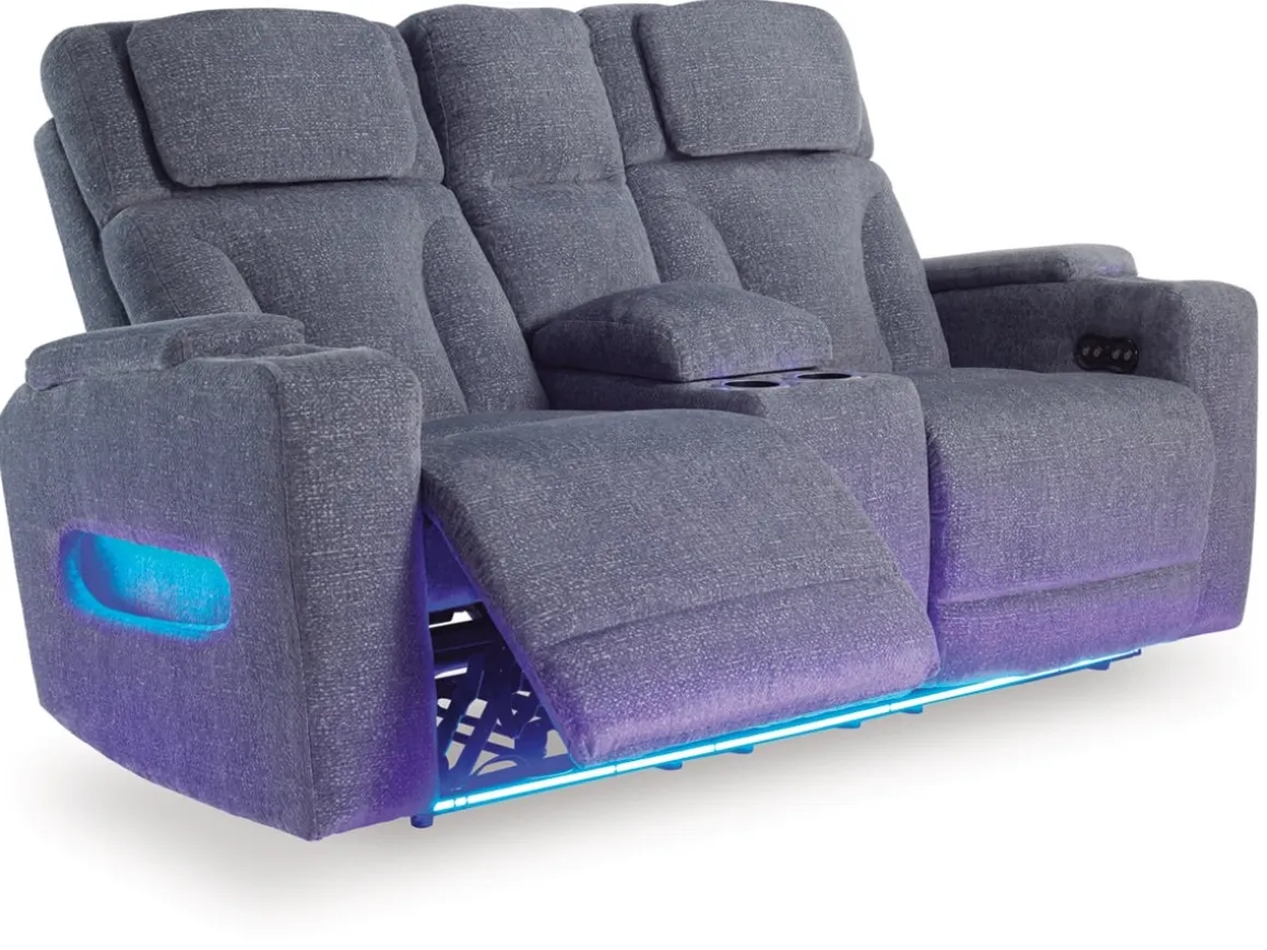 Forest Lake 2 Power Console Loveseat In Alloy