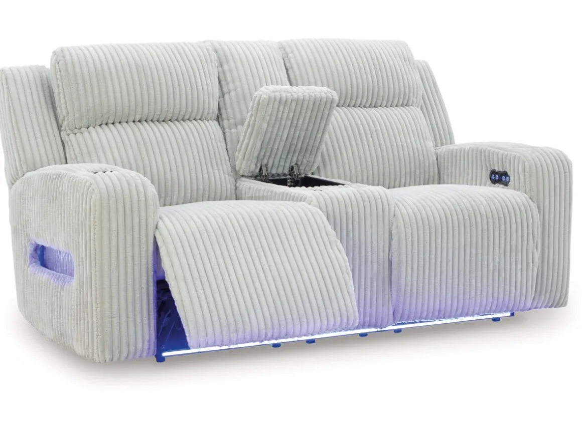 Forest Lake 2 Power Console Loveseat In Alloy