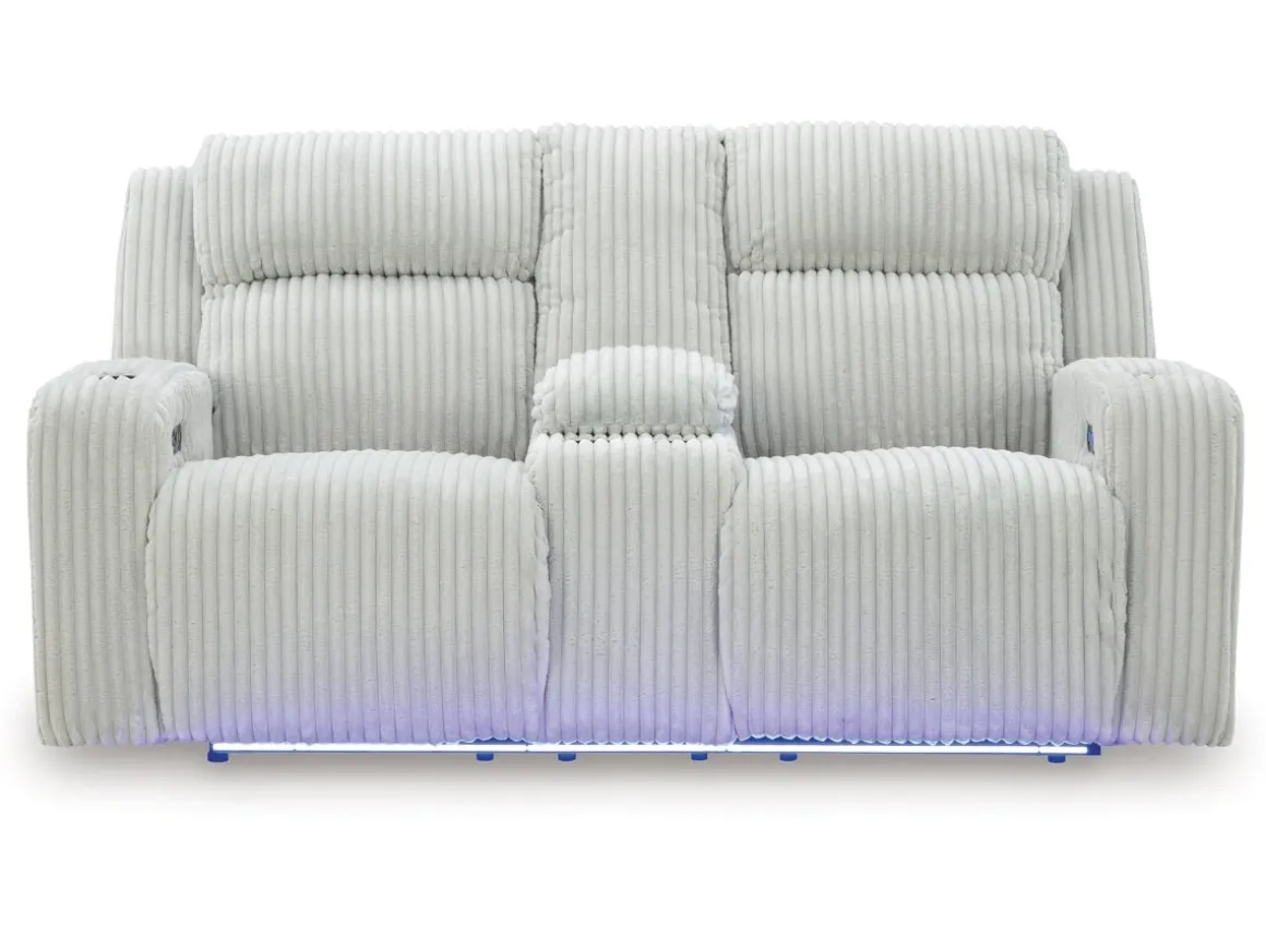 Forest Lake 2 Power Console Loveseat In Alloy
