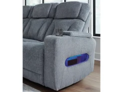 Forest Lake 2 Power Sofa W/ Drop Down Table In Alloy