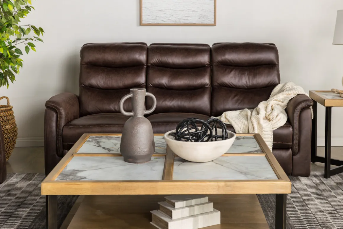 Forte Reclining Sofa In Dark Brown