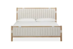 Furano Channel Upholstered Panel Bed, Dresser, Mirror & Nightstand In Ginger, Full