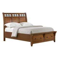 Gage Sleigh Bed W/ Storage In Chestnut, Queen
